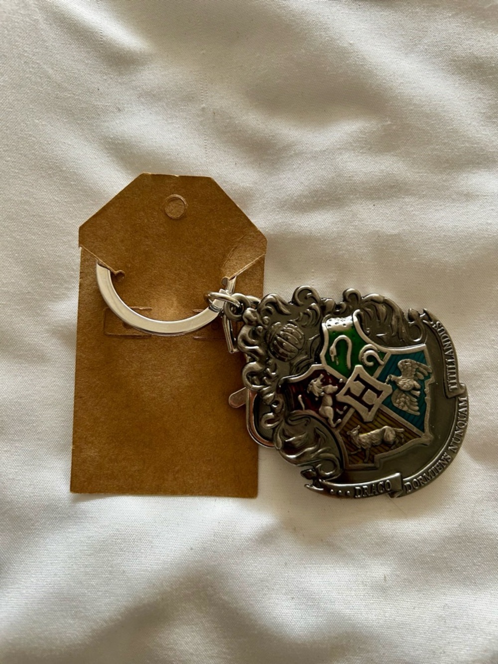 Hogwarts Crest Metal Keychain - Green and Silver